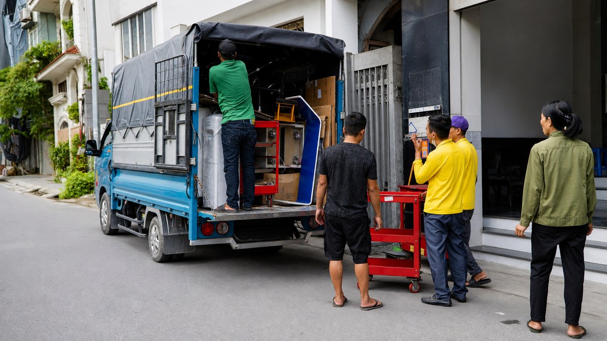 Bốc xếp đồ đạc lên xe trong quá trình chuyển nhà